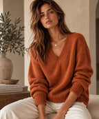 Amour V-Neck Knit Rust