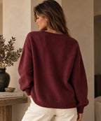 Amour V-Neck Knit Burgundy