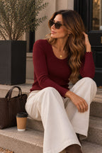 The One Ribbed Top Burgundy