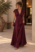 Chérie Satin Lace Dress Burgundy