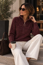 Darling Quarter Zip Knit Wine