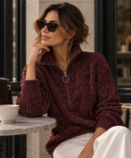 Darling Quarter Zip Knit Wine