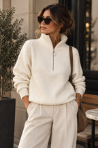 Darling Quarter Zip Knit Cream