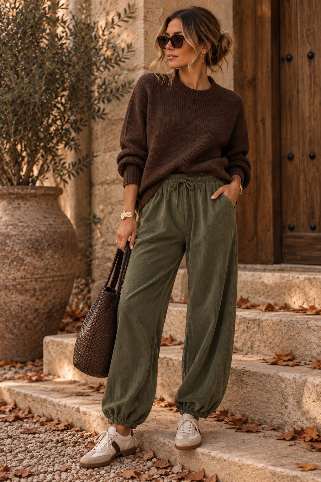 Romy Cord Trousers Khaki