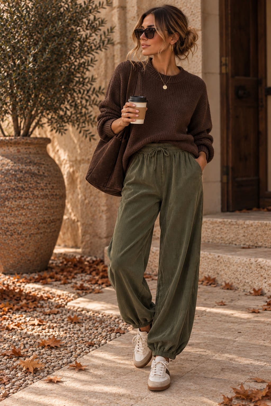 Romy Cord Trousers Khaki
