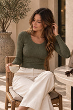 The One Ribbed Top Khaki
