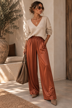 Mila Satin Trousers Rust