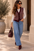 Elodie Knit Waistcoat Burgundy