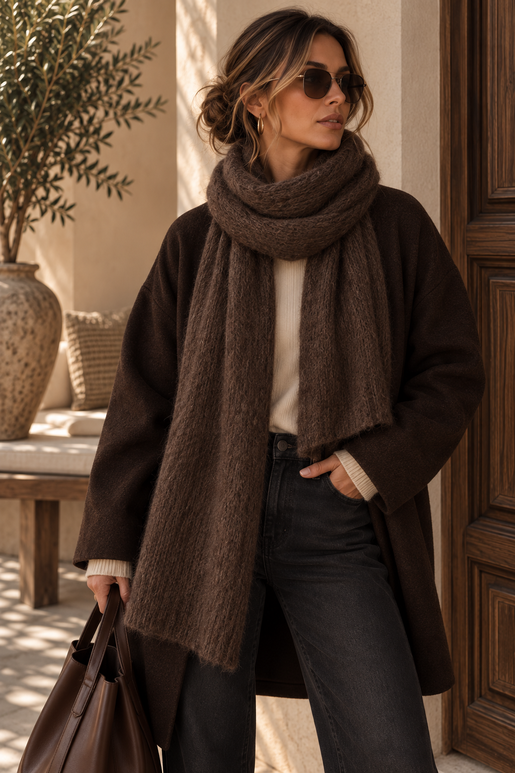 Sloane Knit Scarf Chocolate